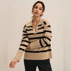 Lilysilk Gilly stripe sweater merino wool size small